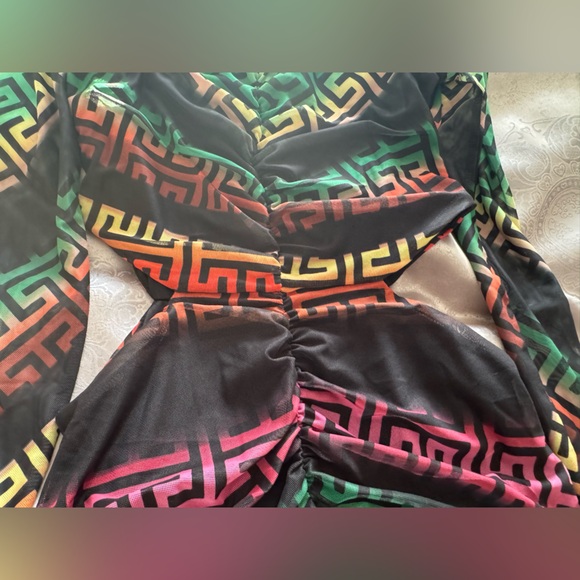 Multicolor Geometric Patterned Dress - Picture 2 of 4